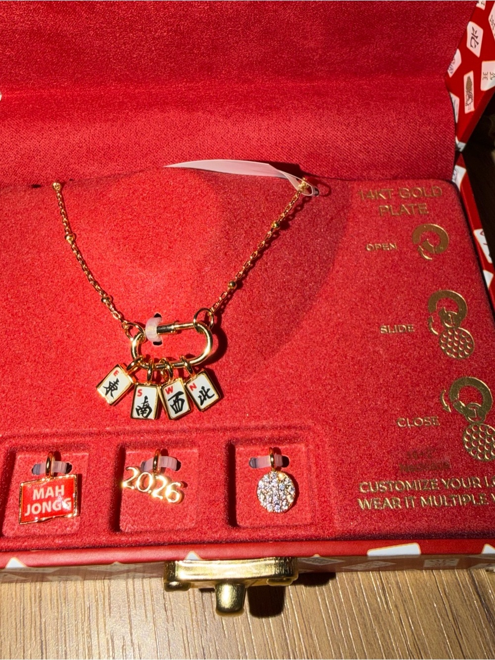 CHARMBAR Mahjong Tiles Charm Necklace 14k Gold Plated
